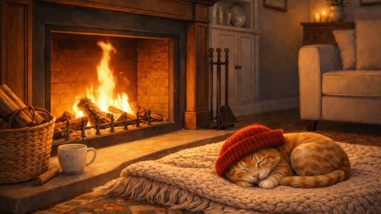 🎷💤 Relaxing Sleep Jazz: Cozy Room Ambience & Soft Fireplace Glow