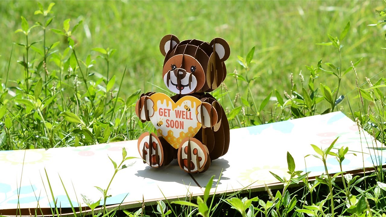 Teddy Bear bear Popup card  Get well soon popup card 