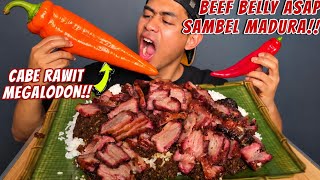 MUKBANG BEEF BELLY ASAP SAMBEL MADURA PAKAI CABE RAWIT JUMBO!!
