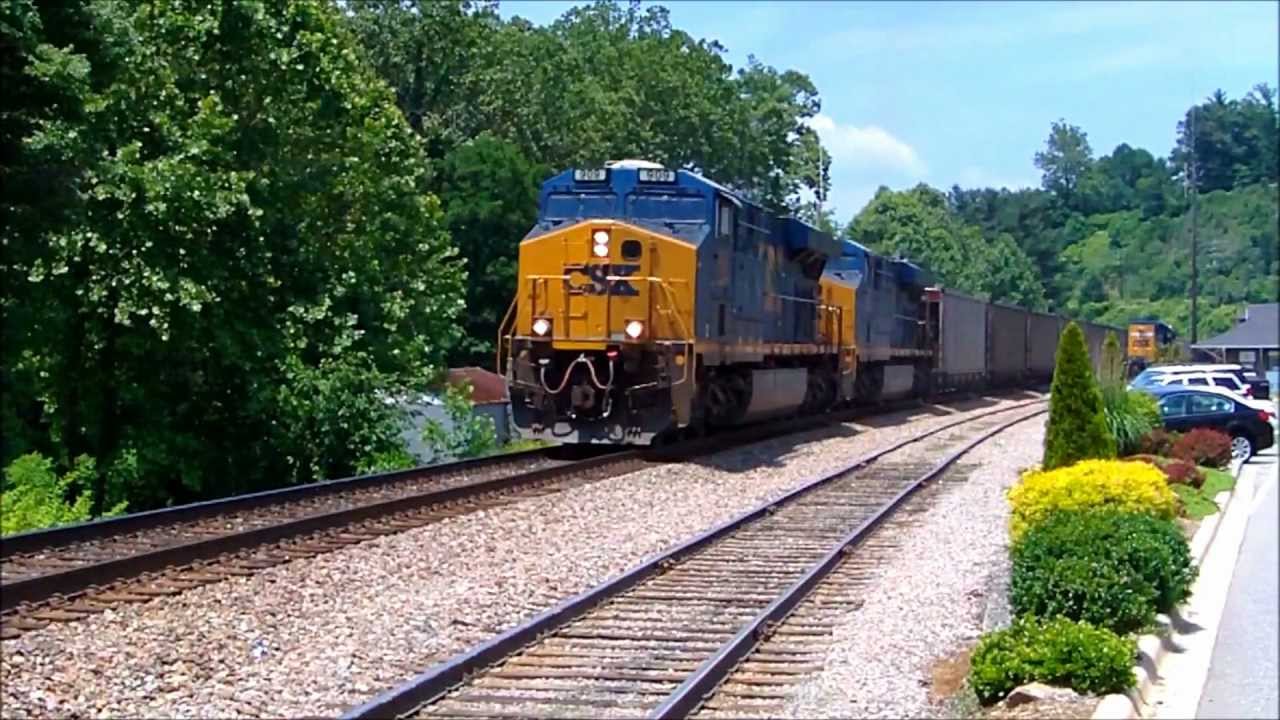 CSX Unit Coal Train With Helper Engine In Spruce Pine, NC