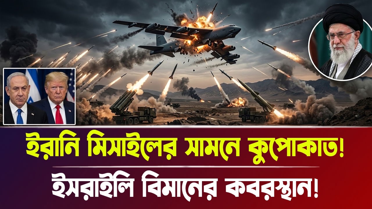 ইরানি মি'সা'ইলের সামনে কুপো'কাত! ইসরাইলি বিমানের ক'ব'রস্থান! | Iran war, Breaking News | Bangla News