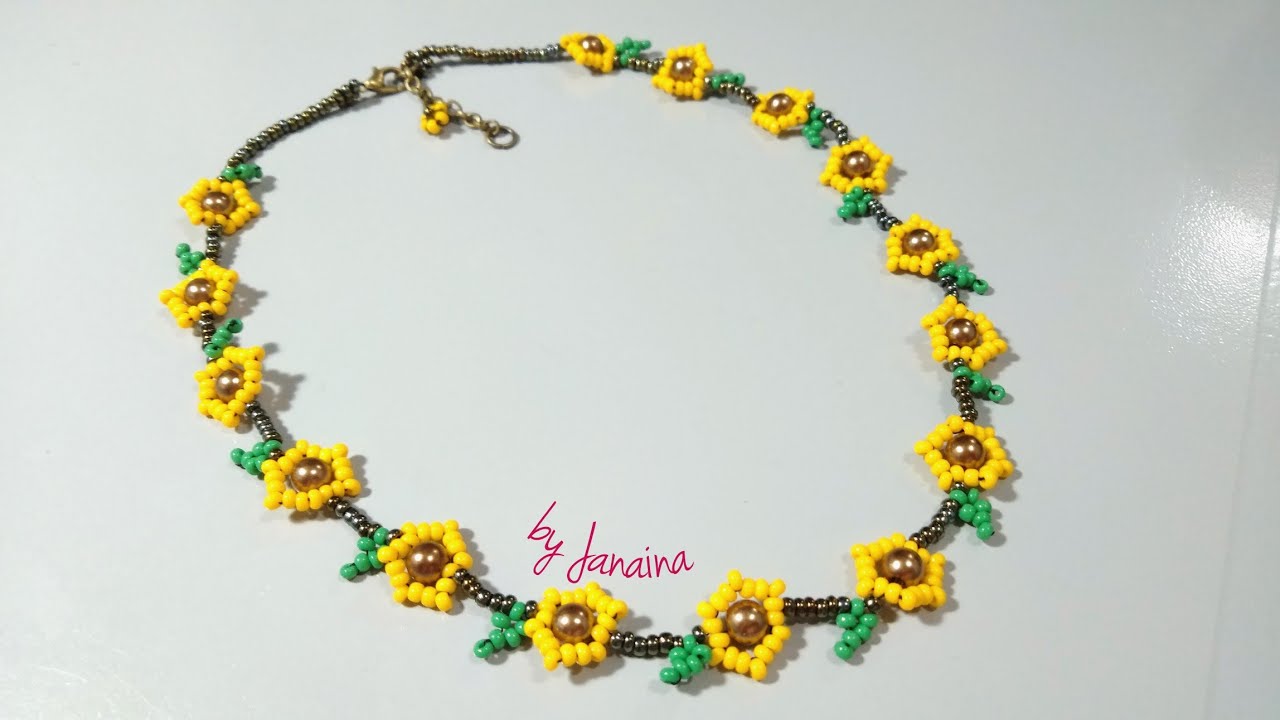 🌻Colar girassol de miçangas @Jéssica Renata