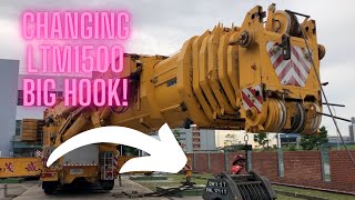 Moh Seng Cranes | Liebherr LTM1500  8.1 | Changing out Big Hook Block!