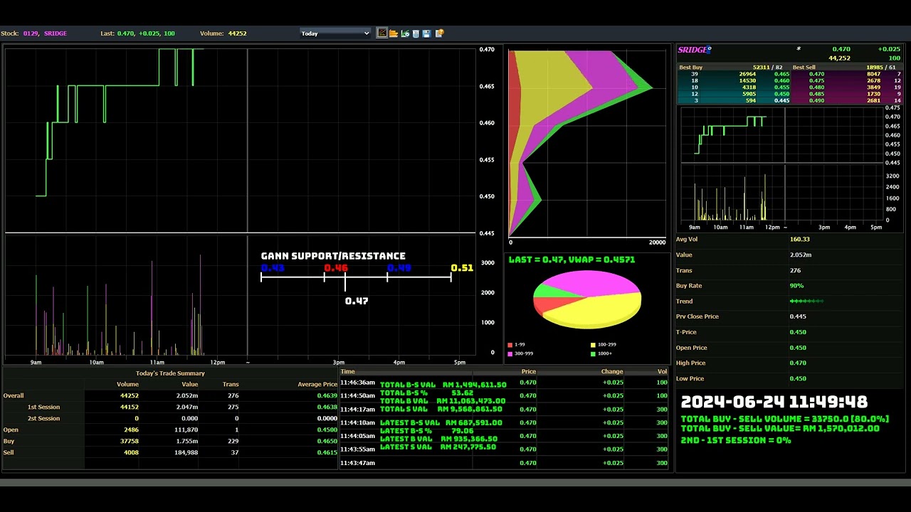 SRIDGE - 2024-06-24 : Daily Intraday Tick Chart Analysis | Stock Market Updates