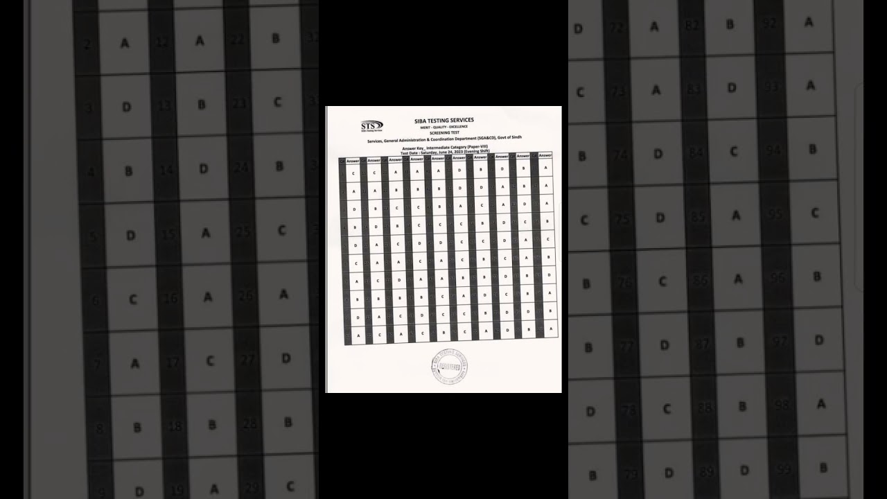 IBA STS intermediate catagory evening shift official answer key June 24 2023