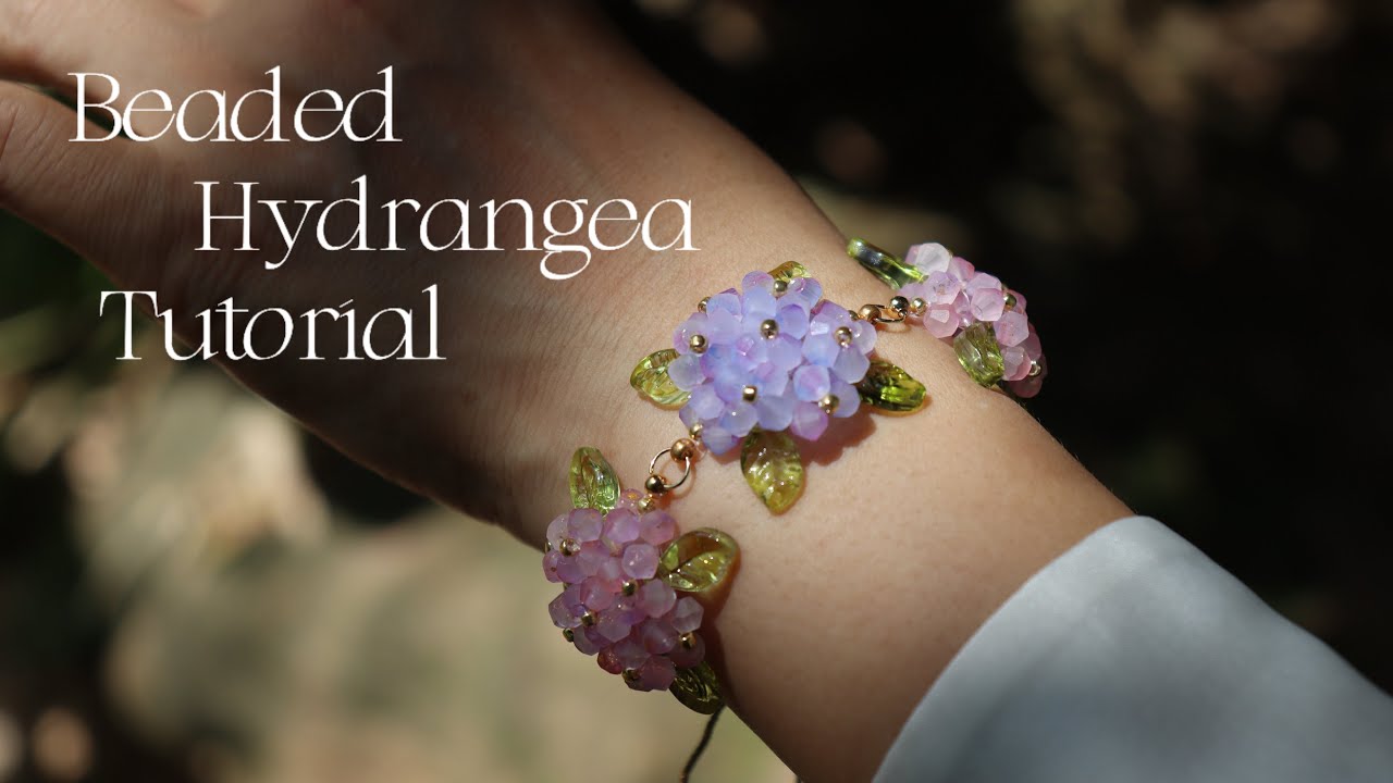 How to Make Beaded Hydrangea | Beaded Flower Tutorial | ビーズ紫陽花 作り方 | 비즈 수국 만들기 Hortensia con Cuentas