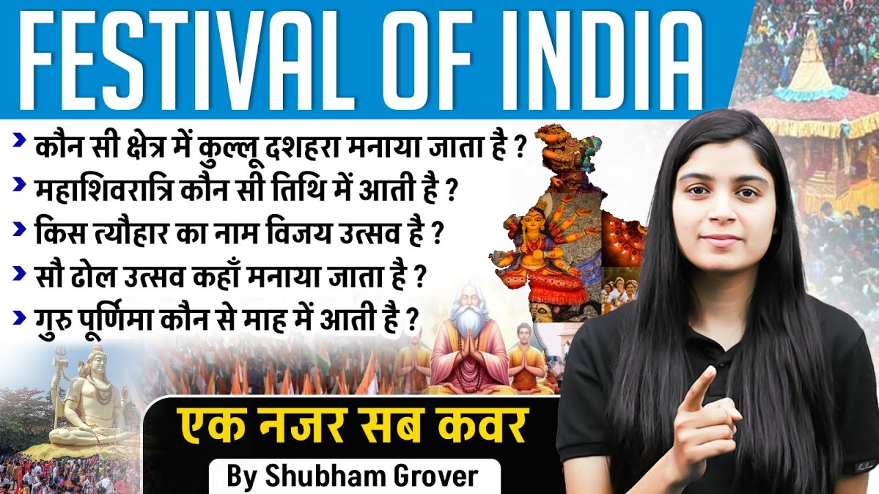 FESTIVALS OF INDIA | भारत के सभी त्योहार 🎉 | Shubham Mam के साथ जानिए हर Festival की खास बातें!