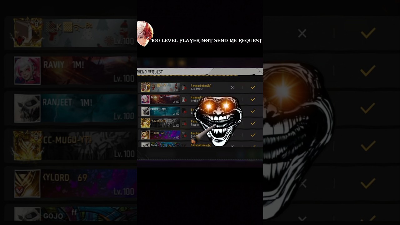 100LEVEL PLAYER SEND ME REQUEST 💀😱 || SANDEEP FF OFFICIAL 