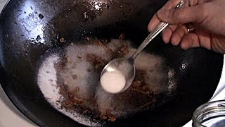 How To Clean And Restore A Burnt Wok   (Seasoning A Carbon Steel Wok)   How To Make A Wok NonStick