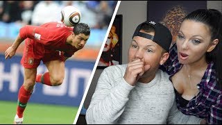 American Couple Reacts To 25 WEIRDEST Goals Scored in Football
