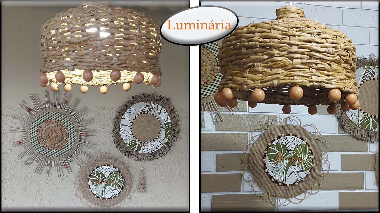 Luminária Pendente Estilo BOHO. Luminária Feita Com Papel.