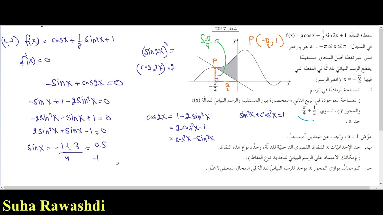 4 وحدات  بحث الدالّة المثلثيّة  سؤال بجروت شتاء 2017