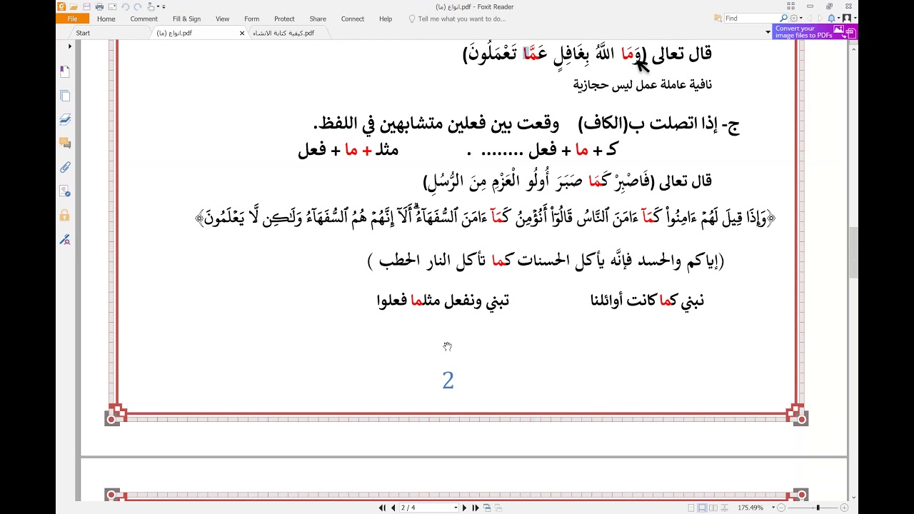 انواع (ما) الجزء الثاني  (الحرفية)