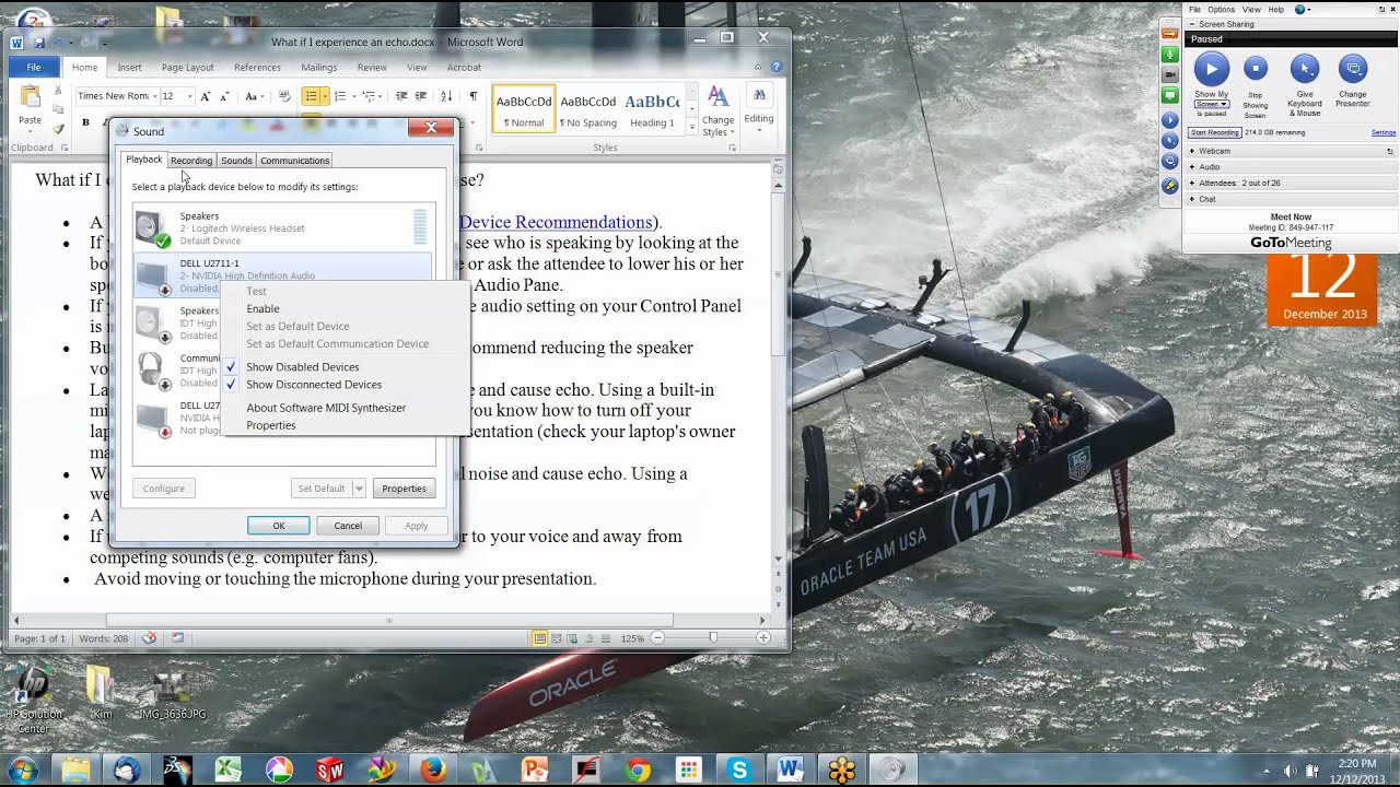 GoToMeeting Echo Audio Tips