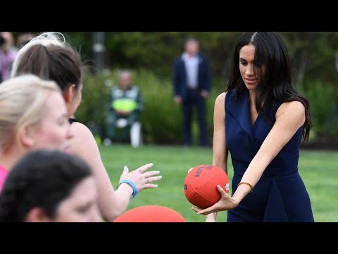 Meghan Markle Plays Football With Kids