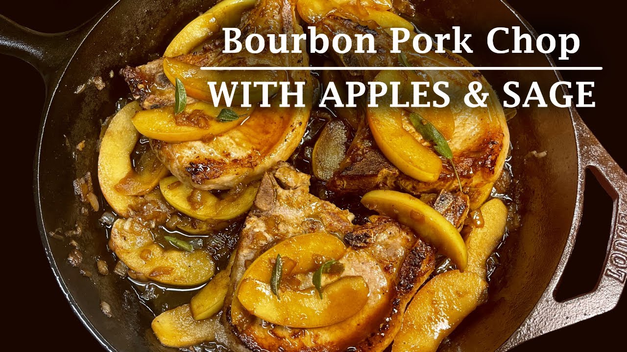 One-Skillet Bourbon Pork Chops with Apples and Sage Recipe