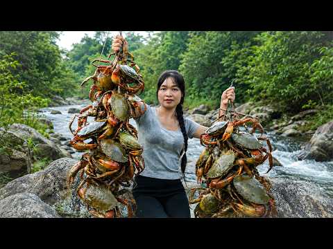 ¡Increíble! La Forma Tradicional de Atrapar Muchos Cangrejos Grandes en el Arroyo