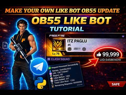 How To Make Like Bot | Free Fire OB55 Like Bot | 24/7 Host | Make Your Own Telegram Like Bot