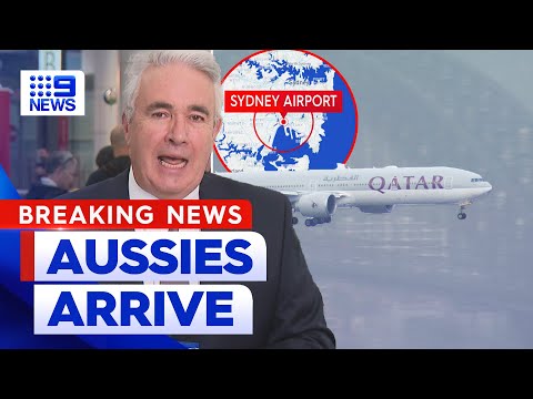 First flight carrying aussies from israel lands at sydney airport | 9 news australia