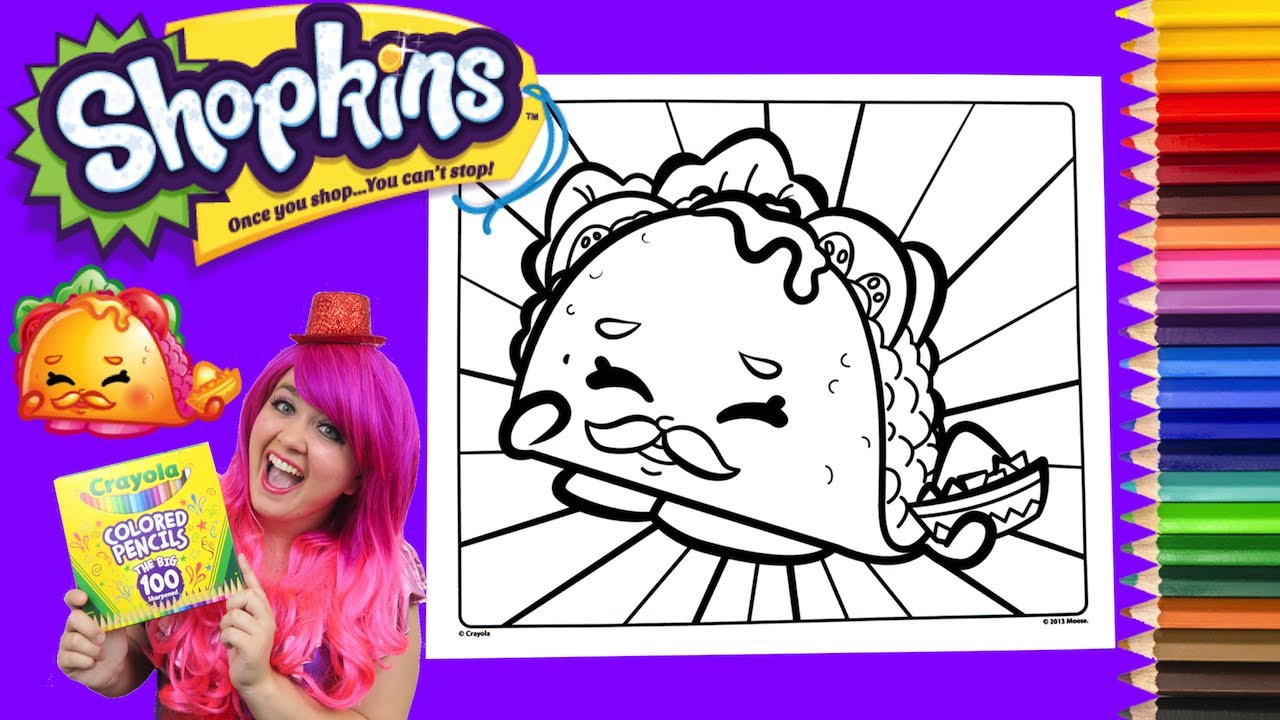 Coloring Shopkins Taco Terrie Coloring Book Page Colored Pencil