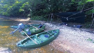 Fishing, camping and homebrew catamaran kayaking