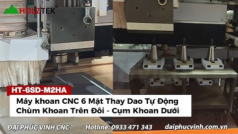 Máy khoan CNC 6 Mặt Thay Dao Tự Động Chùm Khoan Trên Đôi - Cụm Khoan Dưới - Holztek - HT-6SD-M2HA