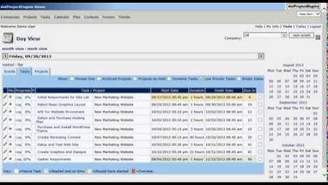 dotProject Engine Management Software Host Demo