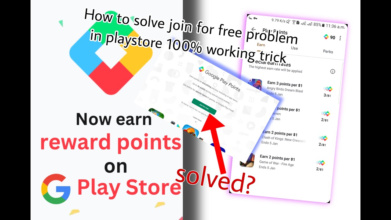 How to solve joinforfree options in playstore(get free playpoint)100%working trick new trick 2023
