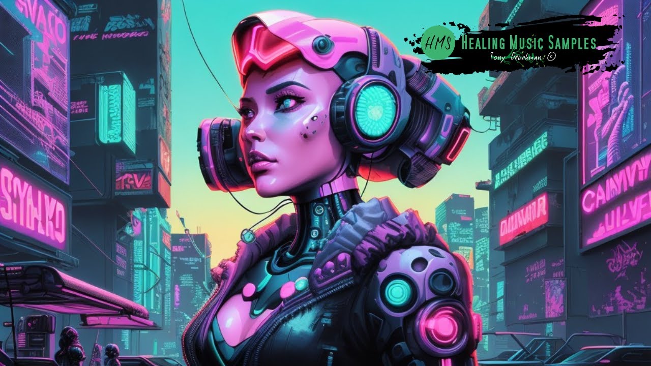 Colorful dreamscape of cyberpunk anime girl - AI Generated Artwork