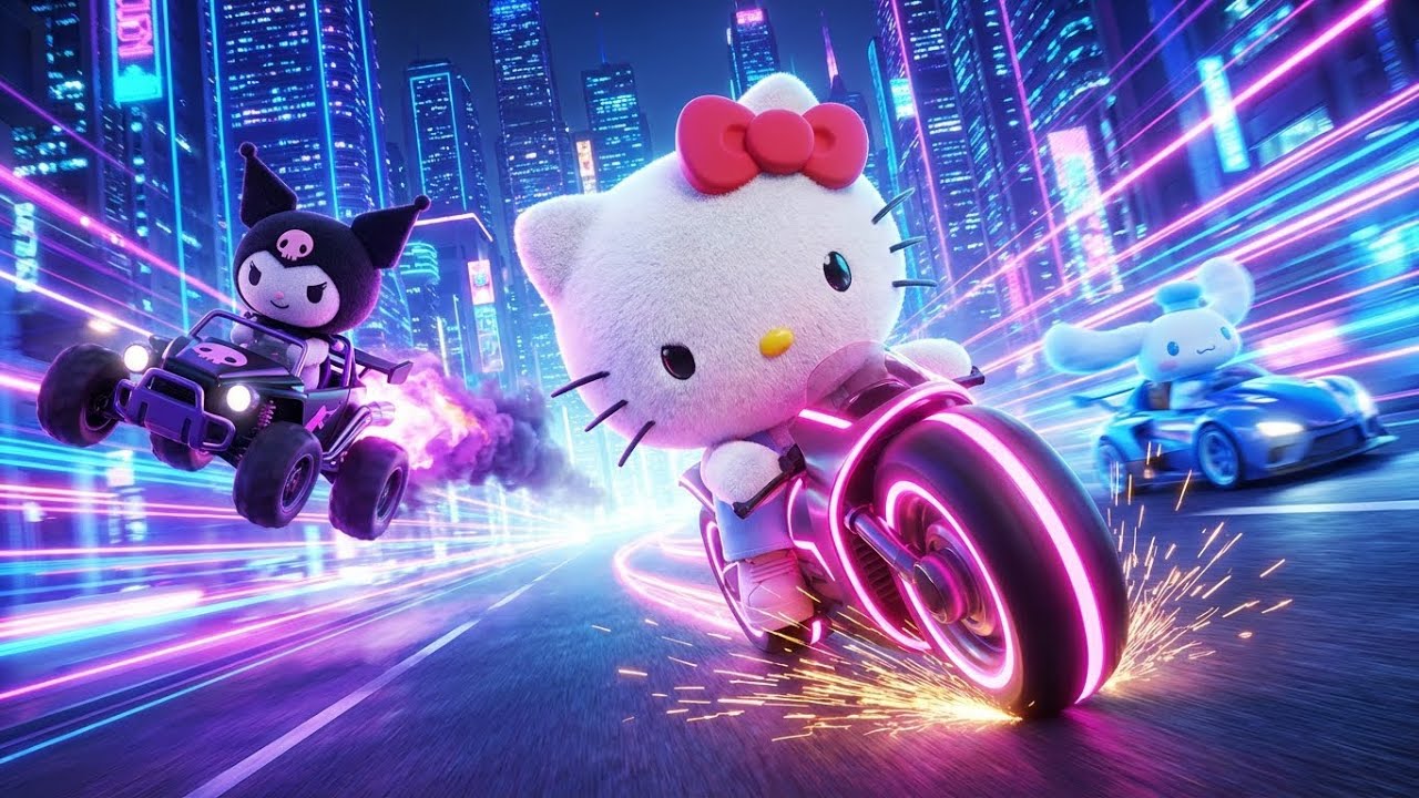 Hello Kitty Wins the Neon Grand Prix! 🏎️💨 Insane Speed