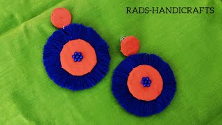 Fabric thread earring making/ Handmade jewellery making/ How to make fabric earrings with tassel