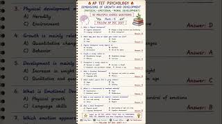 🔥 AP TET Psychology – Dimensions of Growth and Development – 50 Multiple Choice Questions 🔥
