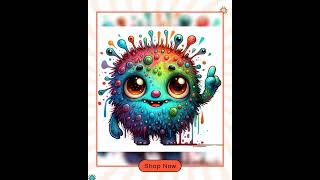 Quirky Animals PNG Clipart Bundle Whimsical Monsters Sublimation Clip Art, Whimsy Nursery Party G...