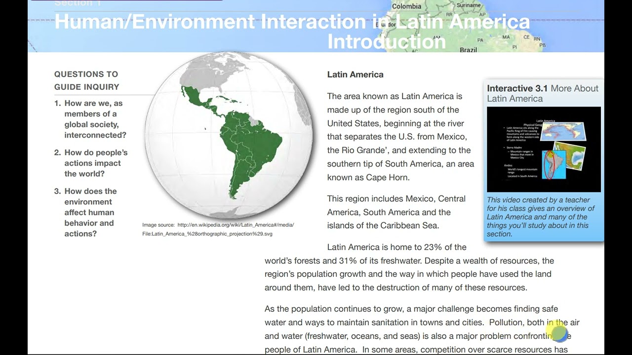 Chapter 3 Section 1, Human/Environment Interaction in Latin America Intro