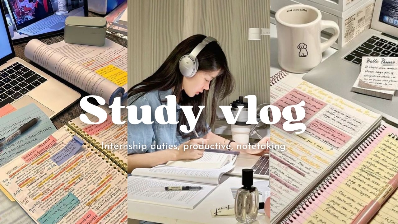 STUDY VLOG | Productive aesthetic study vlog, notetaking, motivation, internship duties. - YouTube