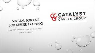 Job Seeker Virtual Job Fair Platform Training