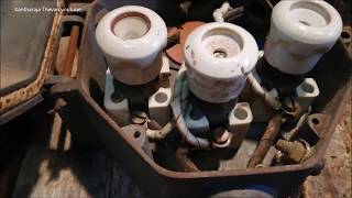 Old fashioned around 1900 electrical fuse, main switch and power outlet  From Germany