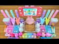 Glittering Pink Slime Symphony ✨🎧🌸 #oddlysatisfying #asmr #pinkslime #destroyingmakeup