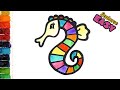 Bolalar uchun dengiz oti chizish qanday|Draw a sea horse for kids|Pисовать морского конька для детей