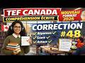 TEF Canada Compréhension Écrite:  Correction Examen Officiel #48