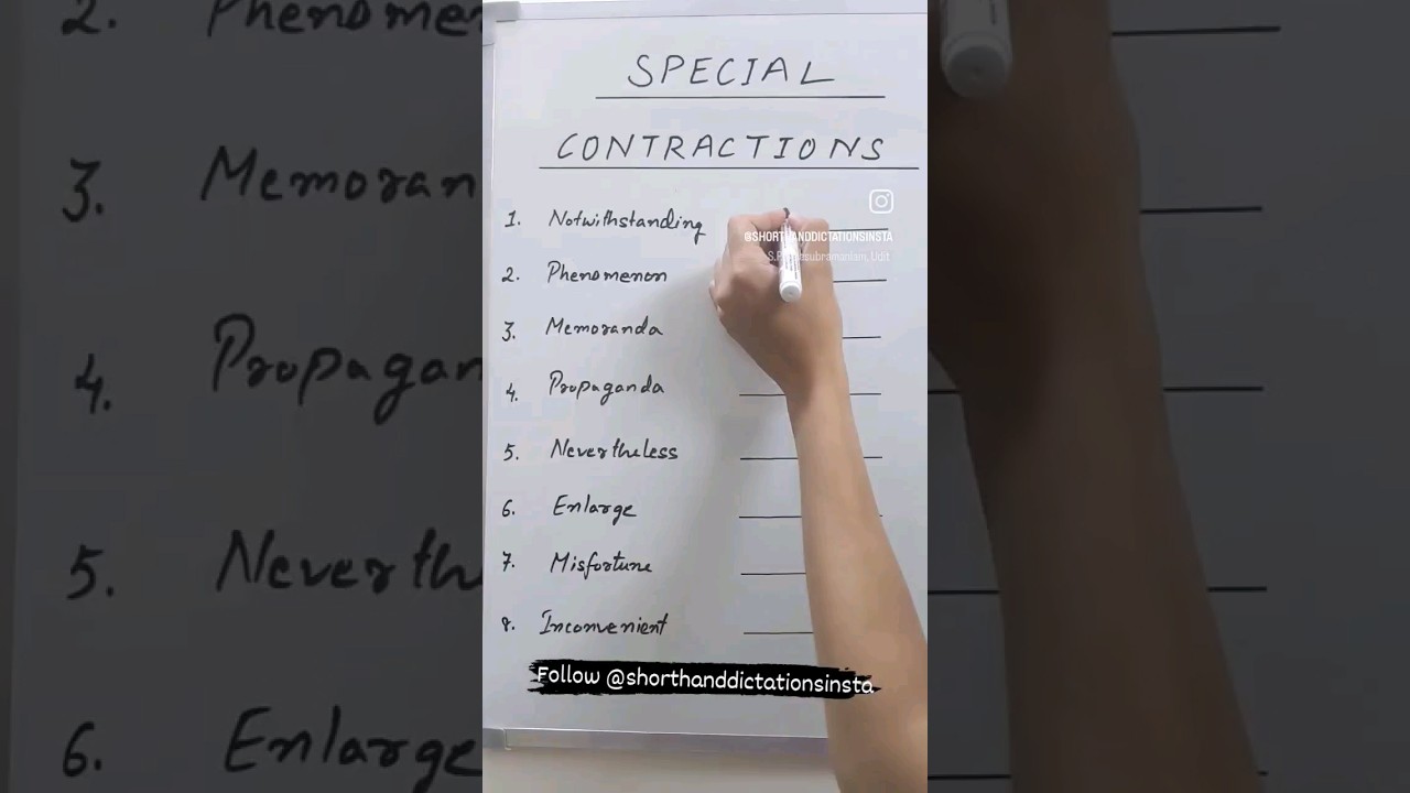 Special contraction words in Shorthand ✍️.  Subscribe 