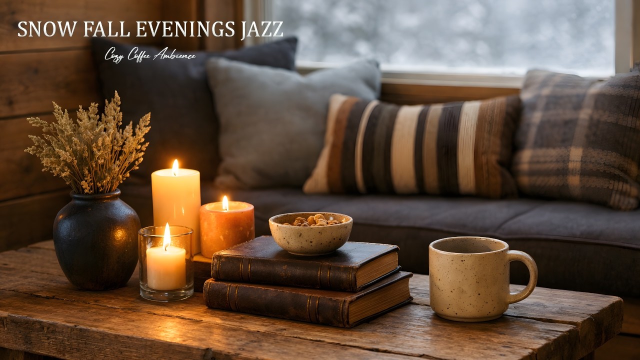 Relaxed Coffee Shop Atmosphere   Smooth Jazz Piano Snow Cafe