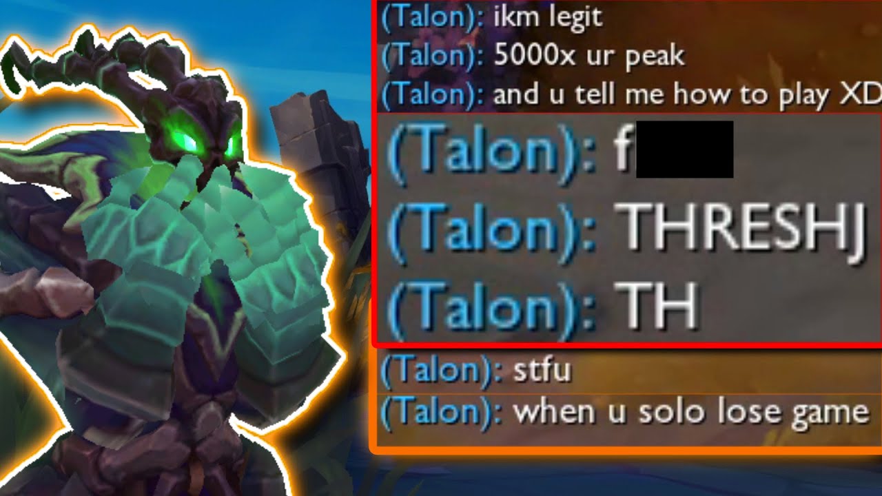 SUPER TOXIC Talon Crashes Out While I Play AD Thresh Top