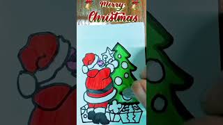 🎅Santa Claus Drawing | Christmas tree Drawing🎄 | How to draw cute deer 🦌 🎁 #shorts #drawing #art