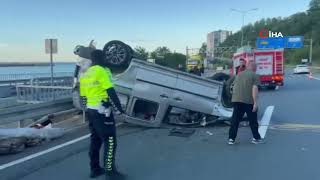 Rize'de Bariyerlere Çarpan Otomobil Takla Atarak Sürüklendi: 4 Yaralı