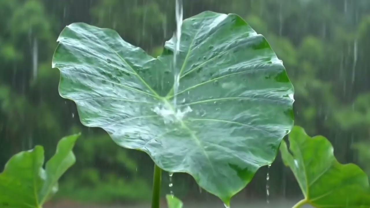 Can’t Sleep? Try This 🌧️ Rain on Taro Leaves at Night | ASMR Sleep Sounds