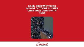 62.5m 5000 LED Christmas Cluster Multi-Action String Lights with Timer in White