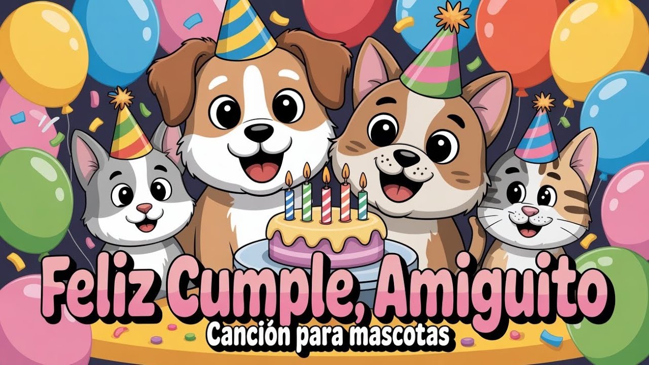 Feliz Cumple Mascota 🐶🐱 | Canción de Cumpleaños para Perros y Gatos 🎂