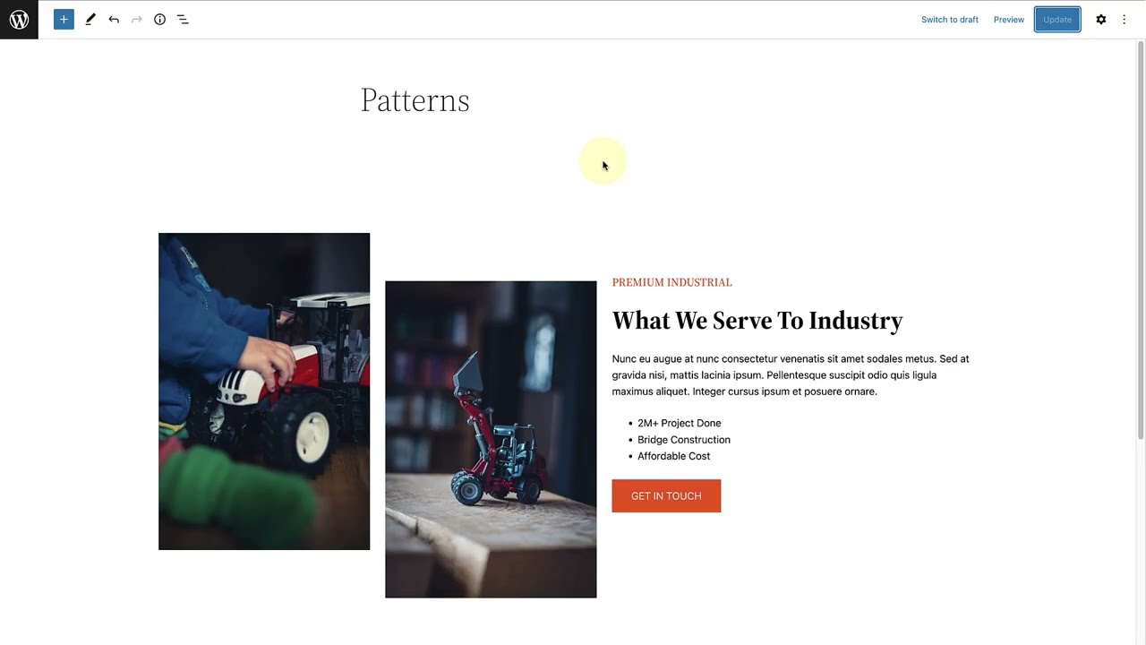 Adding a Pattern From the Pattern Directory to Your Theme