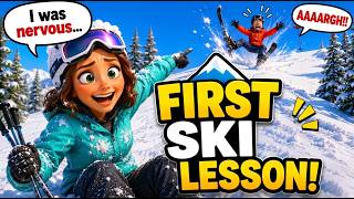 Our First Ski Lesson Went TERRIBLY Wrong! ⛷️😂 | English with Mr. Bond_EP93